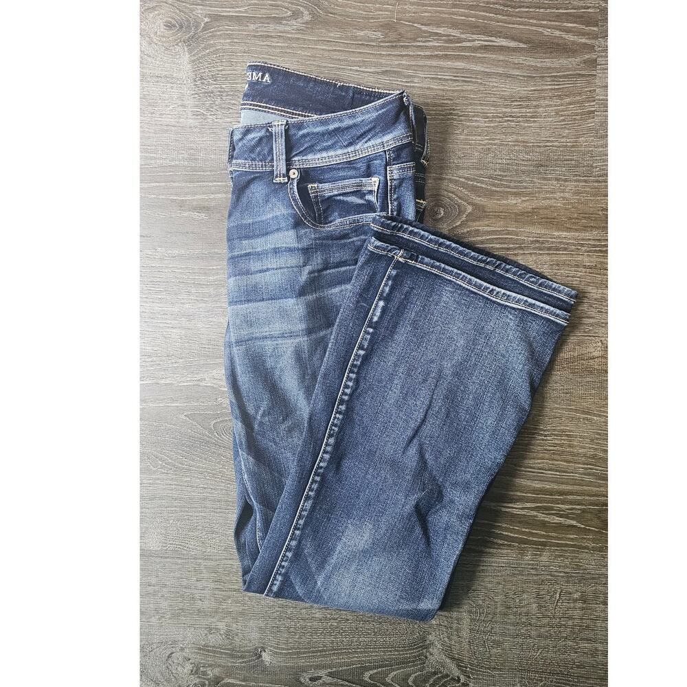 American Eagle Kick Bootcut Jeans Blue Stretch Denim Pants Womens Size 12
